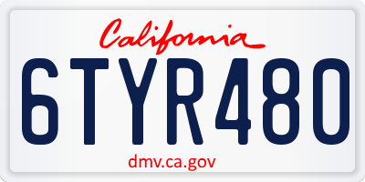CA license plate 6TYR480