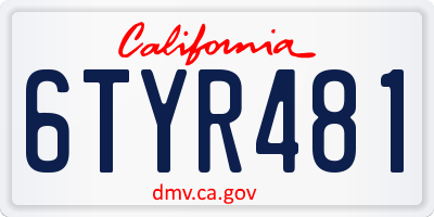 CA license plate 6TYR481