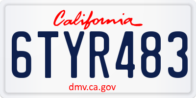 CA license plate 6TYR483