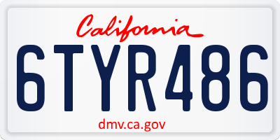 CA license plate 6TYR486