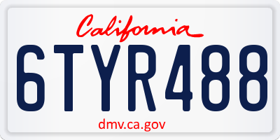 CA license plate 6TYR488
