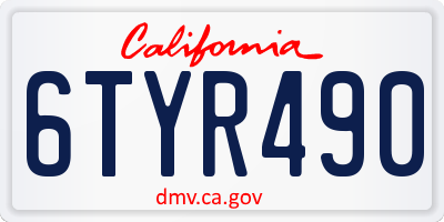 CA license plate 6TYR490