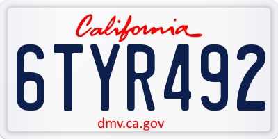 CA license plate 6TYR492