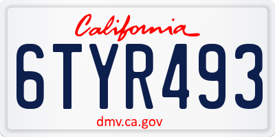 CA license plate 6TYR493