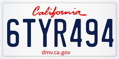 CA license plate 6TYR494