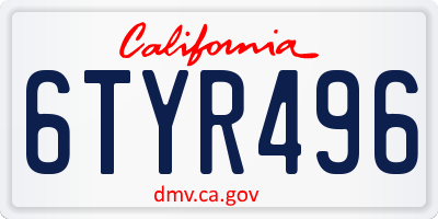 CA license plate 6TYR496