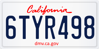 CA license plate 6TYR498