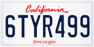 CA license plate 6TYR499