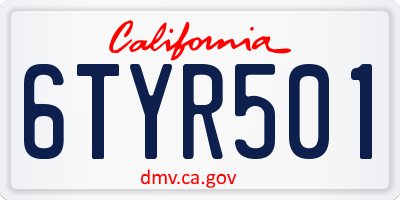 CA license plate 6TYR501