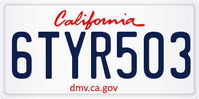 CA license plate 6TYR503