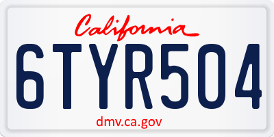 CA license plate 6TYR504