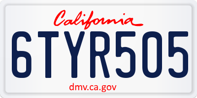 CA license plate 6TYR505