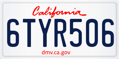 CA license plate 6TYR506