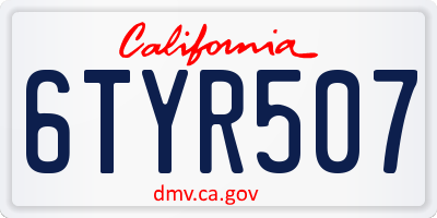 CA license plate 6TYR507