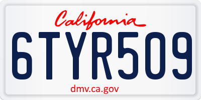 CA license plate 6TYR509
