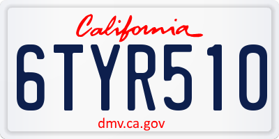 CA license plate 6TYR510