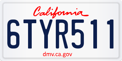 CA license plate 6TYR511