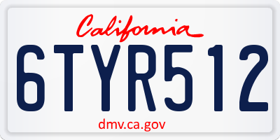 CA license plate 6TYR512