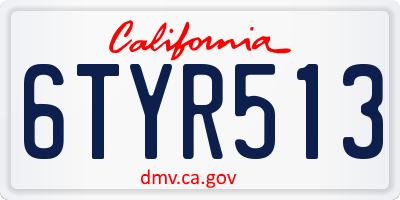 CA license plate 6TYR513