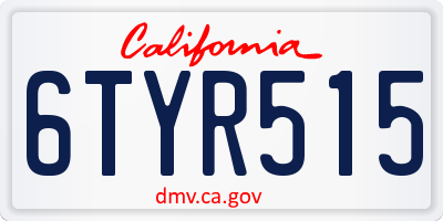 CA license plate 6TYR515