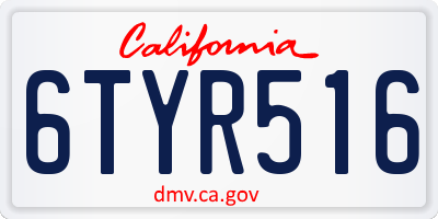 CA license plate 6TYR516