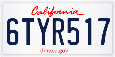 CA license plate 6TYR517