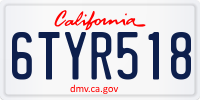CA license plate 6TYR518