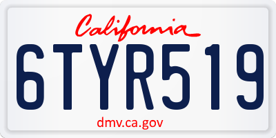 CA license plate 6TYR519