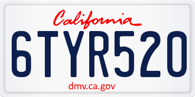 CA license plate 6TYR520