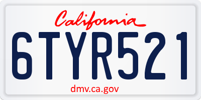 CA license plate 6TYR521