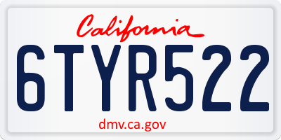 CA license plate 6TYR522