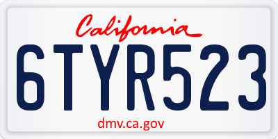 CA license plate 6TYR523
