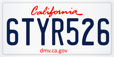 CA license plate 6TYR526
