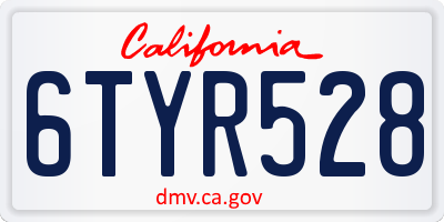 CA license plate 6TYR528