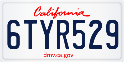 CA license plate 6TYR529