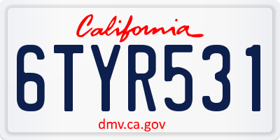 CA license plate 6TYR531