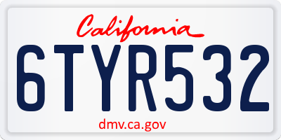 CA license plate 6TYR532