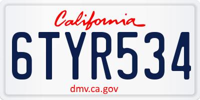 CA license plate 6TYR534