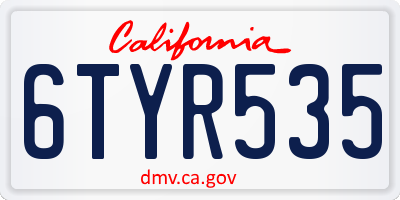 CA license plate 6TYR535