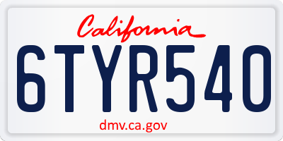 CA license plate 6TYR540