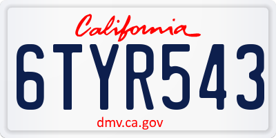 CA license plate 6TYR543