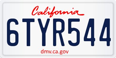 CA license plate 6TYR544