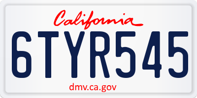 CA license plate 6TYR545