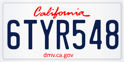 CA license plate 6TYR548