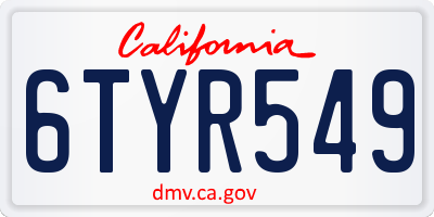 CA license plate 6TYR549