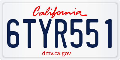 CA license plate 6TYR551