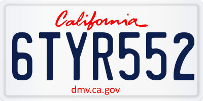 CA license plate 6TYR552