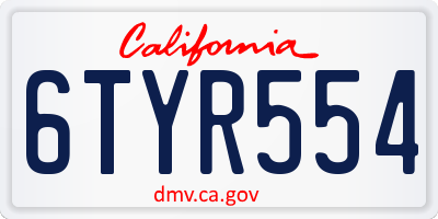 CA license plate 6TYR554