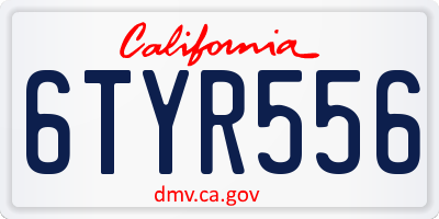 CA license plate 6TYR556