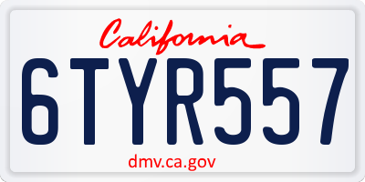 CA license plate 6TYR557